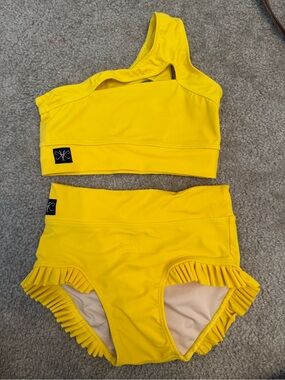 Kids Yellow Two-Piece Ruffled dance wear